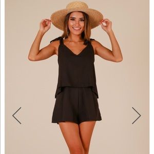 NWT Black Romper with Adjustable Tie Straps